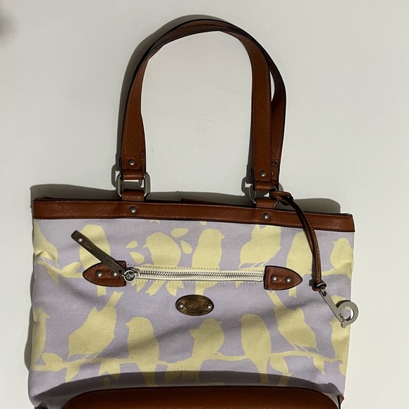 BOC Born Concept Purse Two Tone Canvas & Leather Shoulder Bag yellow lavender - Picture 3 of 7